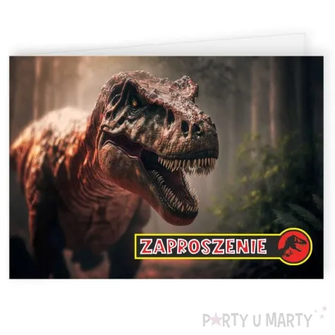 zaproszenia dinozaur jurassic t rex 14 8 x 10 5 cm 8 szt