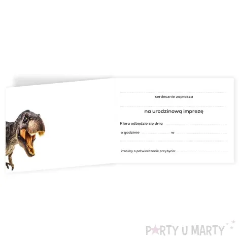 zaproszenia dinozaur jurassic t rex 14 8 x 10 5 cm 8 szt