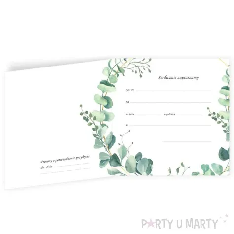 zaproszenia eukaliptus beauty 15x15 cm 8 szt