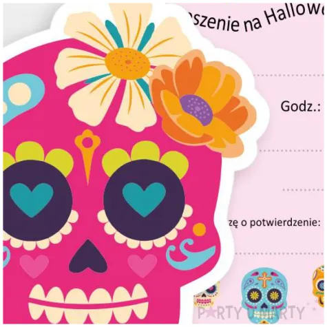 zaproszenia halloween dia de los muertos 9x11 8 cm 6 szt