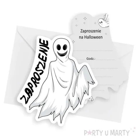 zaproszenia happy halloween duch 10 2x11 5 cm 6 szt