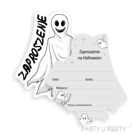 zaproszenia happy halloween duch 10 2x11 5 cm 6 szt