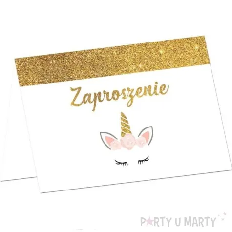 zaproszenia jednorozec brokatowy congee 6 szt