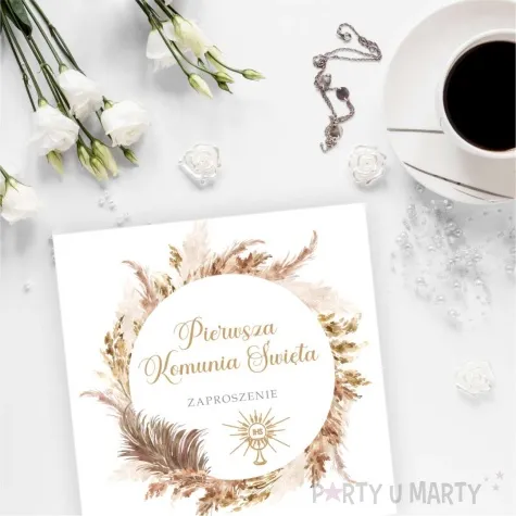 zaproszenia komunia boho 15x15 cm 8 szt