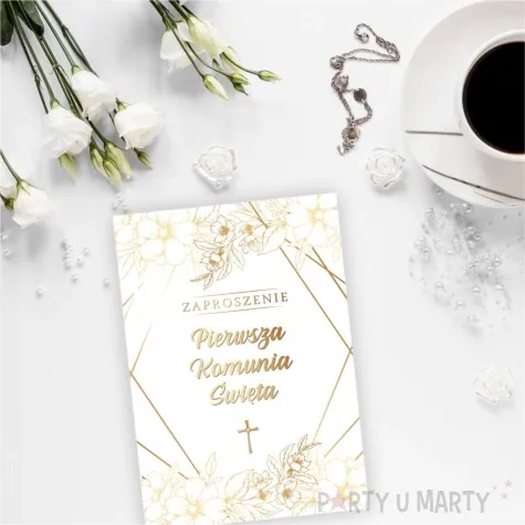 zaproszenia komunia gold line 10 5x14 8 cm 8 szt
