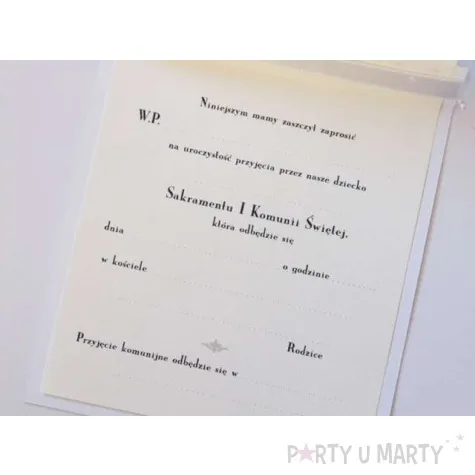 zaproszenia komunijne blekitny 10 szt