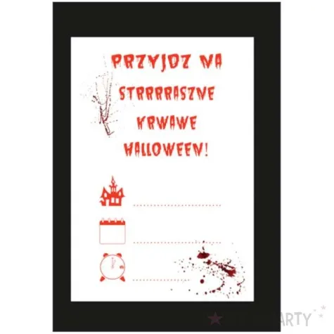 zaproszenia krwawe happy halloween czarny congee 6 szt