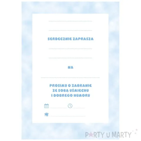 zaproszenia misie z balonikami blekitny congee 6 szt