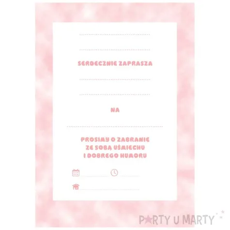 zaproszenia misie z balonikami rozowy jasny congee 6 szt