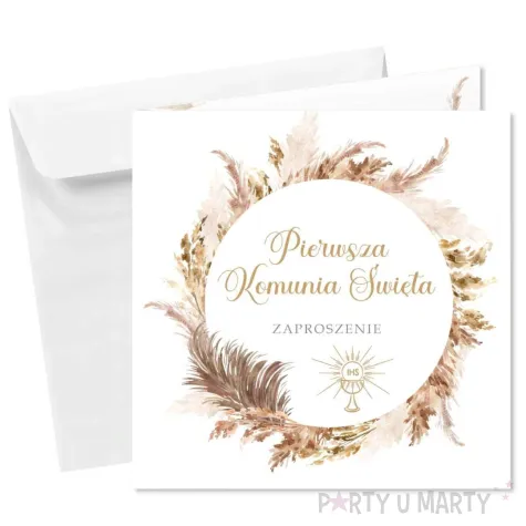 zaproszenia na komunie boho pierwsza komunia swieta 15x15 cm 8 szt