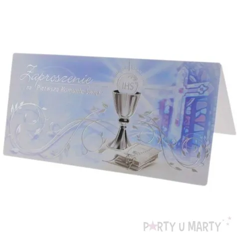 zaproszenia na komunie classic blekitne godan 10szt