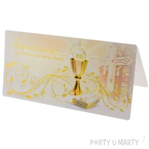 zaproszenia na komunie classic kremowe godan 10szt