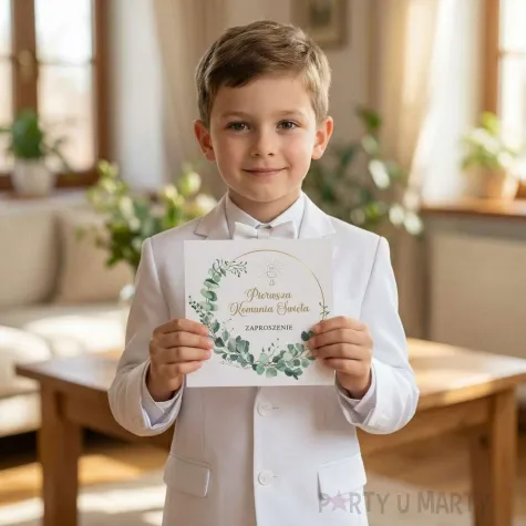 zaproszenia na komunie eukaliptus beauty w okregu pierwsza komunia swieta 15 cm 8 szt koperty