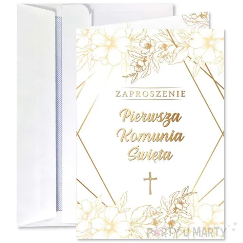 zaproszenia na komunie gold line pierwsza komunia swieta 10 5x14 8 cm 8 szt
