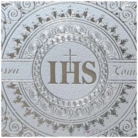 zaproszenia na komunie hostia ihs srebrny nadruk dekoracjepolska 10 szt