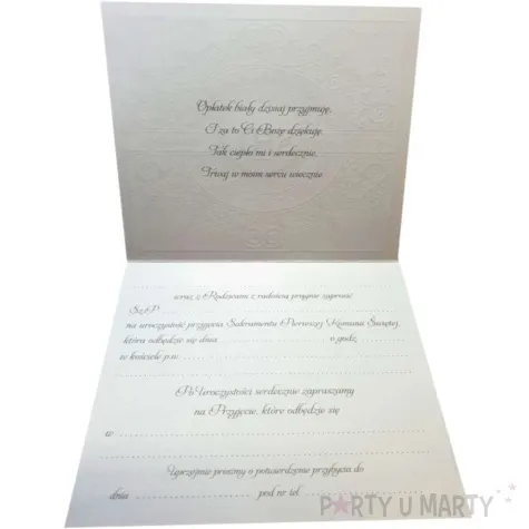 zaproszenia na komunie hostia ihs srebrny nadruk dekoracjepolska 10 szt
