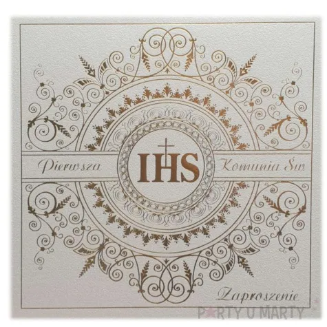 zaproszenia na komunie hostia ihs zloty nadruk dekoracjepolska 10 szt