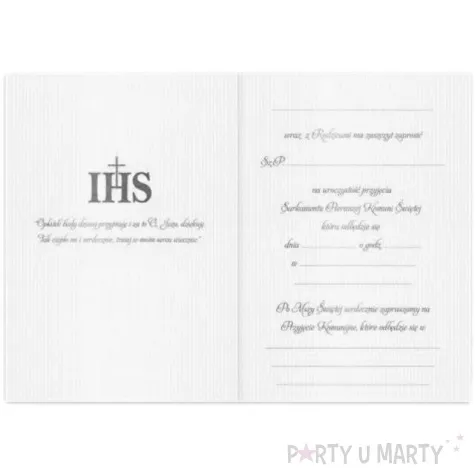 zaproszenia na komunie ihs silver viper 10 szt