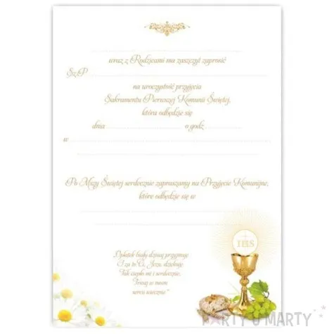 zaproszenia na komunie margaretka chleb i wino viper 10 szt
