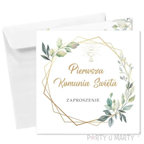 zaproszenia na komunie mietowa geometria pierwsza komunia swieta 15x15 cm 8 szt