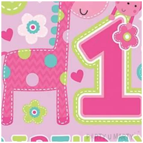 zaproszenia na urodziny 1 birthday party girl rozowe amscan