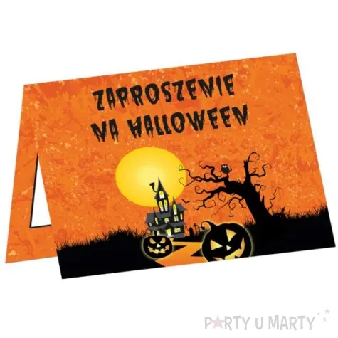 zaproszenia nawiedzony dom halloween pomaranczowy congee 6 szt