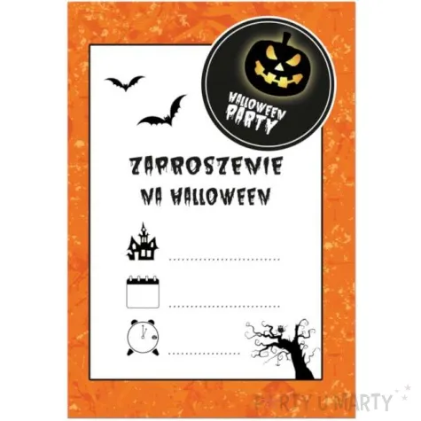 zaproszenia nawiedzony dom halloween pomaranczowy congee 6 szt