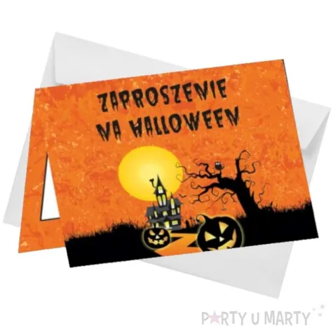 zaproszenia nawiedzony dom halloween pomaranczowy congee 6 szt