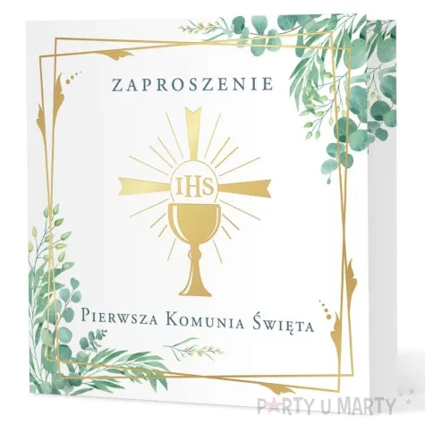 zaproszenia pierwsza komunia swieta kielich partypal 14x14 cm 10 szt