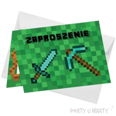 zaproszenia piksel zielony congee 6 szt