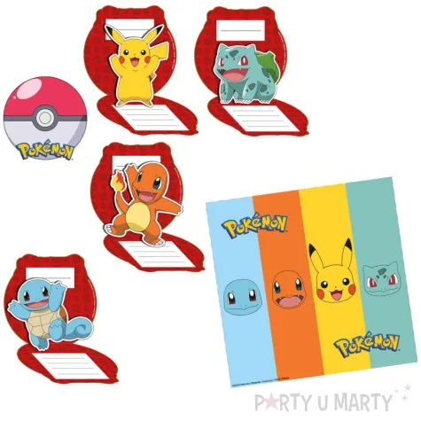 zaproszenia pokemon pikachu i przyjaciele amscan 8 szt
