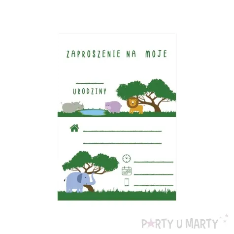 zaproszenia safari zwierzeta congee 6 szt