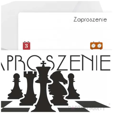 zaproszenia szachy figury 9 6 x 14 6 cm 6 szt