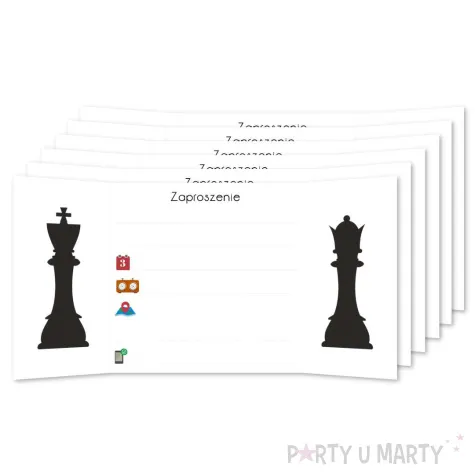 zaproszenia szachy plansza 9 4 x 9 4 cm 6 szt