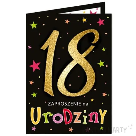 zaproszenia urodzinowe 18 black gold dekoracjepolska 14 8 x 10 5 cm 10 szt