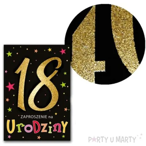 zaproszenia urodzinowe 18 black gold dekoracjepolska 14 8 x 10 5 cm 10 szt