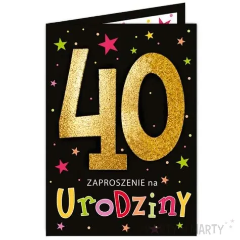 zaproszenia urodzinowe 40 black gold viper 10 szt