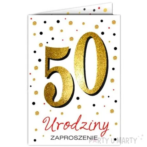 zaproszenia urodzinowe 50 white gold dekoracjepolska 14 8 x 10 5 cm 10 szt