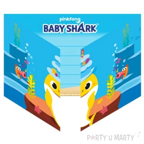 zaproszenia urodzinowe baby shark amscan 8 szt