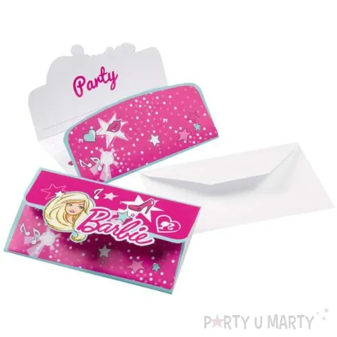 zaproszenia urodzinowe barbie popstar amscan 8 szt