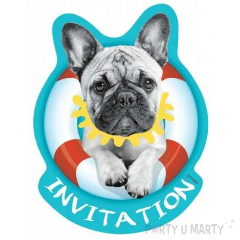 zaproszenia urodzinowe bulldog hawajskie party godan 6 szt