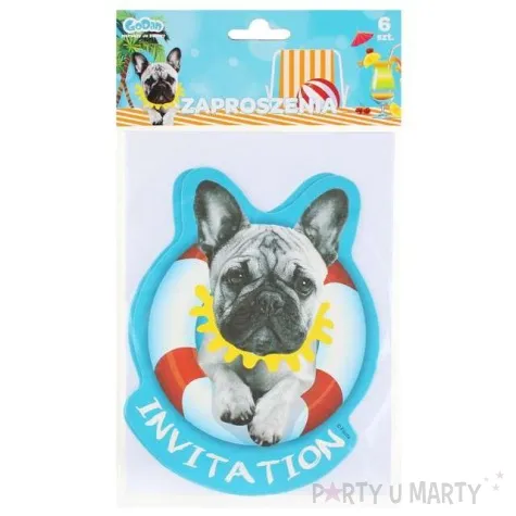 zaproszenia urodzinowe bulldog hawajskie party godan 6 szt