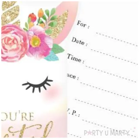 zaproszenia urodzinowe jednorozec godan 16 3 x 11 cm 6 szt