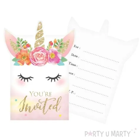 zaproszenia urodzinowe jednorozec godan 16 3 x 11 cm 6 szt