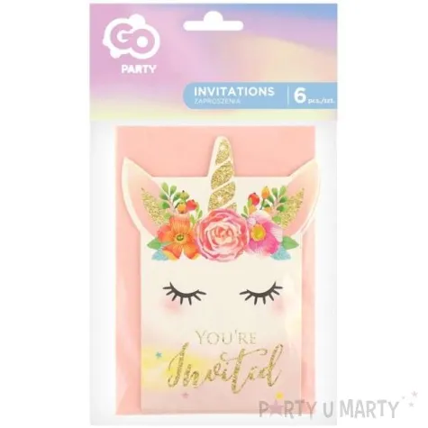 zaproszenia urodzinowe jednorozec godan 16 3 x 11 cm 6 szt