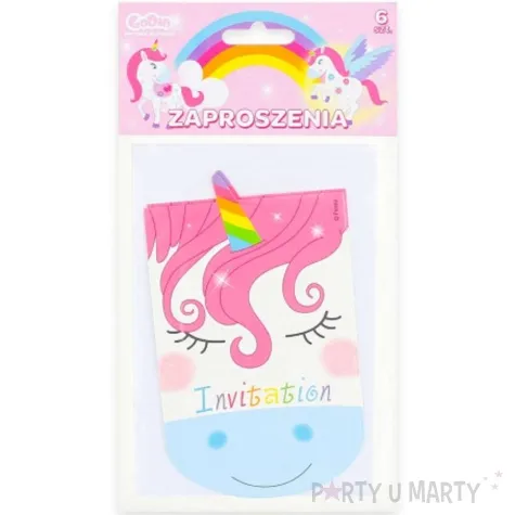zaproszenia urodzinowe jednorozec godan 6 szt