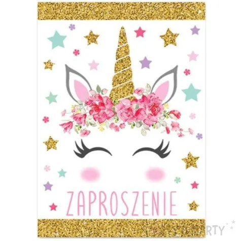 zaproszenia urodzinowe jednorozec gold dekoracjepolska 10 szt