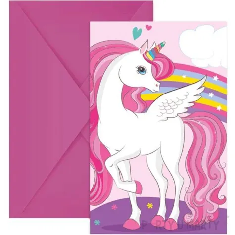 zaproszenia urodzinowe jednorozec unicorn rainbow colors procos 14 5 x 9 5 cm 6 szt