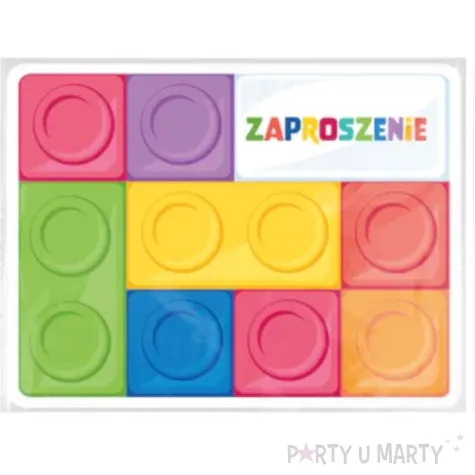 zaproszenia urodzinowe klocki block party partypal 6 szt