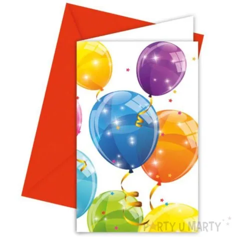 zaproszenia urodzinowe kolorowe baloniki procos 14 x 9 cm 6 szt